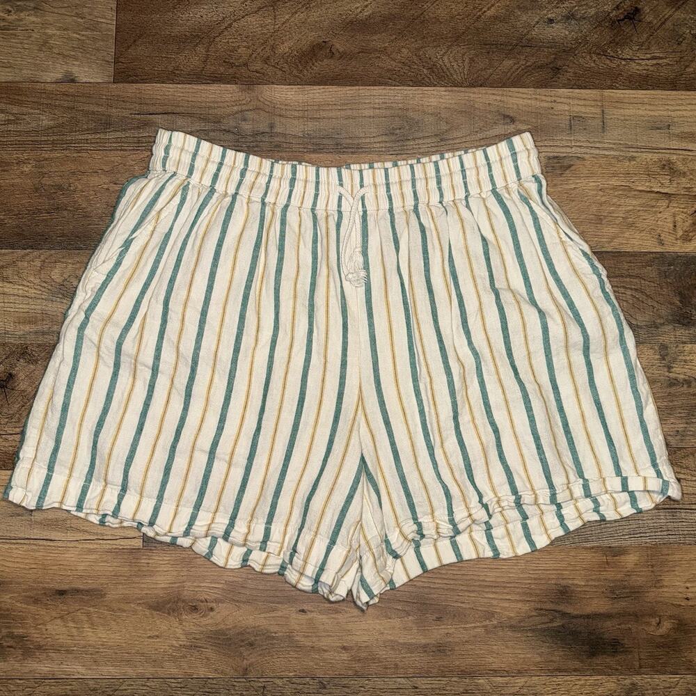 Beach Lunch Lounge Anthropologie Striped Shorts White‎ Green Yellow Size Small